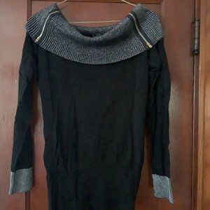 Off the shoulder Sparkle sweater w/ zipper detail
